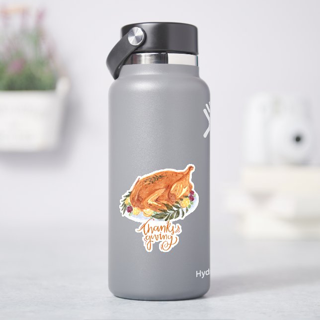 Sticker Simple Thanksgiving Turquie Diner Invitation (HydroFlask)