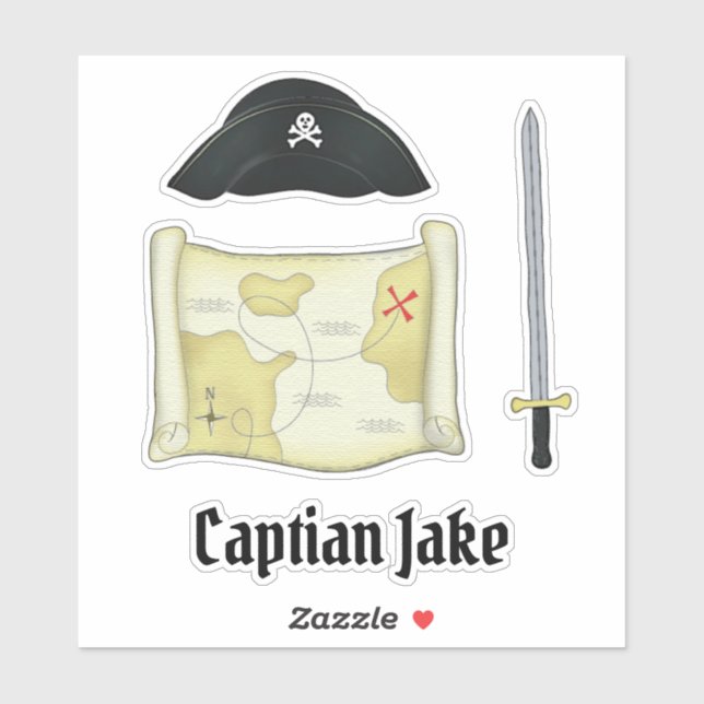 Sticker Simple Whimsical mignon Casquette Pirate Carte des (Feuille)