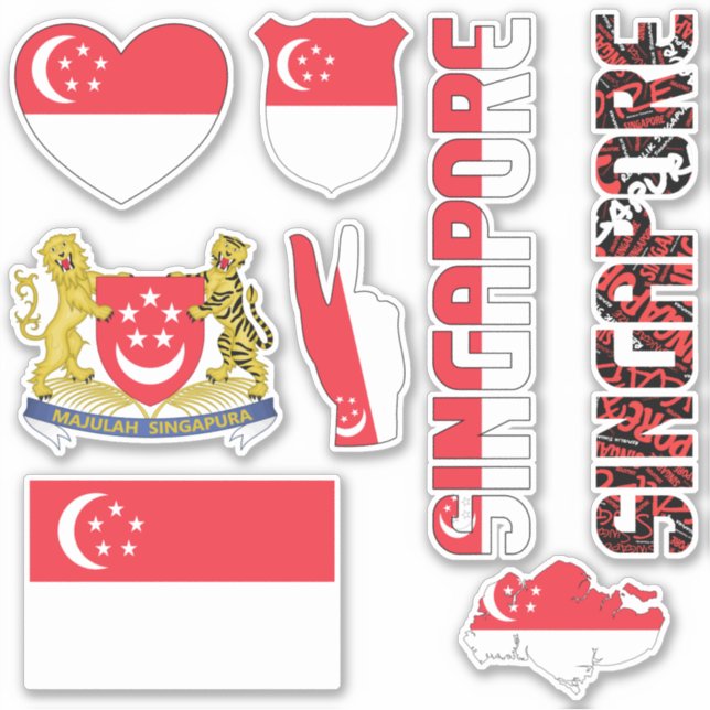 Sticker Singapour Extraordinaire forme des symboles nation (Devant)