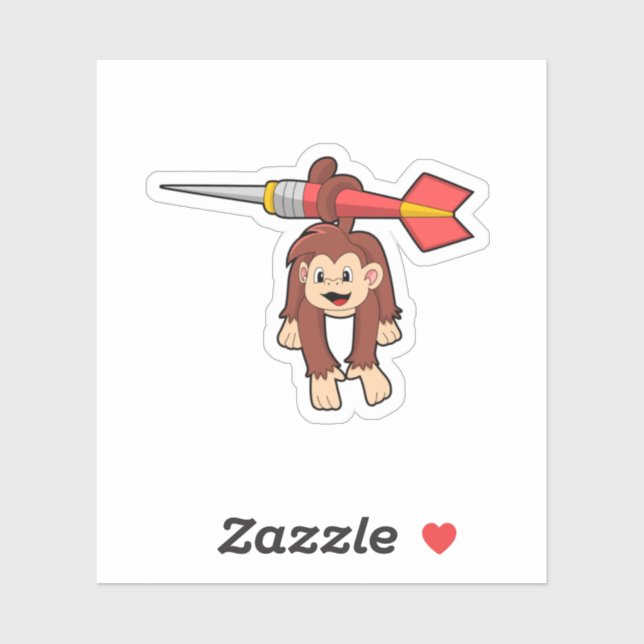 Sticker Singe aux fléchettes avec Dart (Feuille)