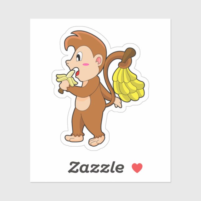 Sticker Singe avec bananes (Feuille)