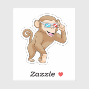 Sticker Singe avec lunettes