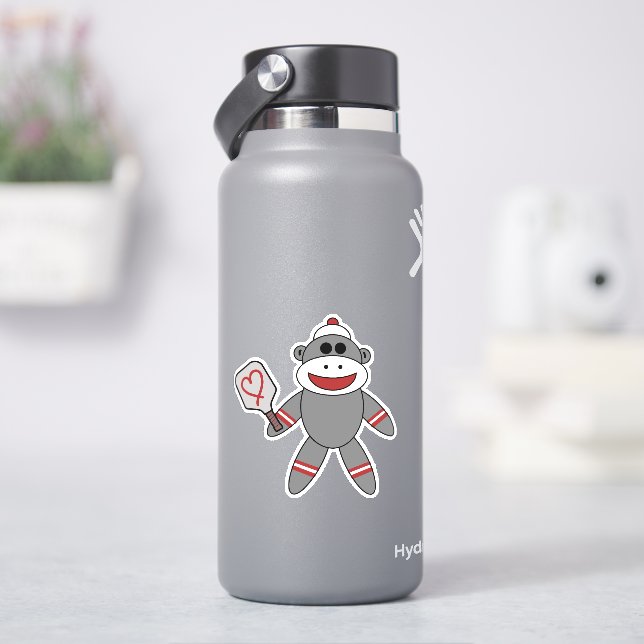 Sticker Singe De Choc Cute Avec Pickleball Paddle (HydroFlask)