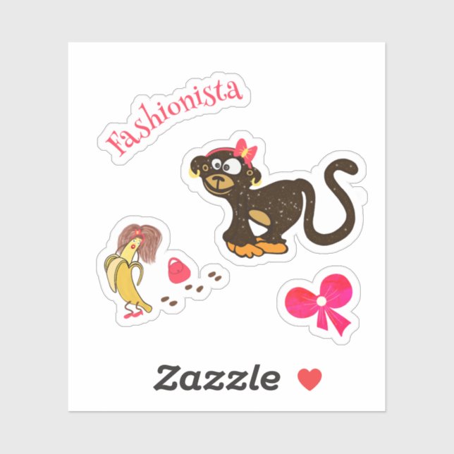Sticker Singe et banane (Feuille)