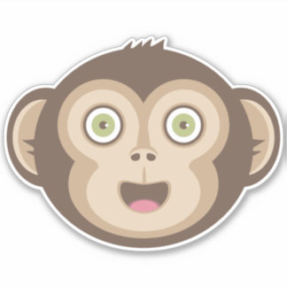 Sticker Singe mignon - Adorable Chimpanzé Joyeux Visage