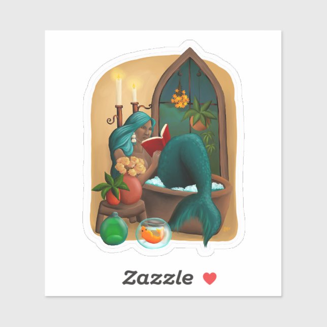 Sticker Sirène dans une baignoire (Feuille)