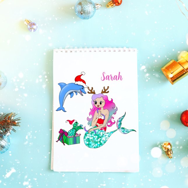 Sticker Sirène de Noël ouvrant des cadeaux  (Créateur téléchargé)