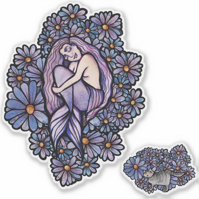 Sticker Sirène Dormir des marais pourpres (Devant)
