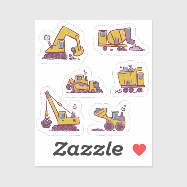 Sticker Site de construction pour enfants et véhicules (Feuille)