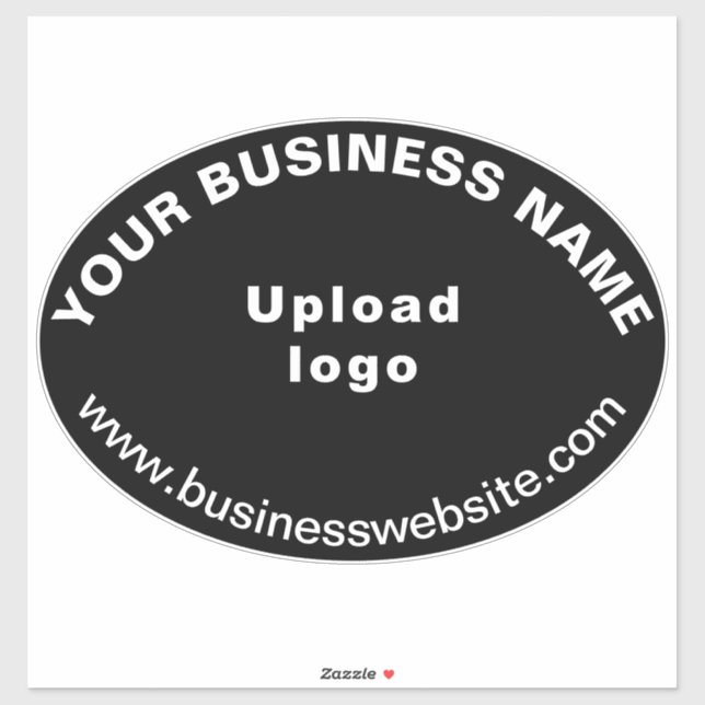 Sticker Site Web d'affaires sur la forme ovale noire Vinyl (Feuille)