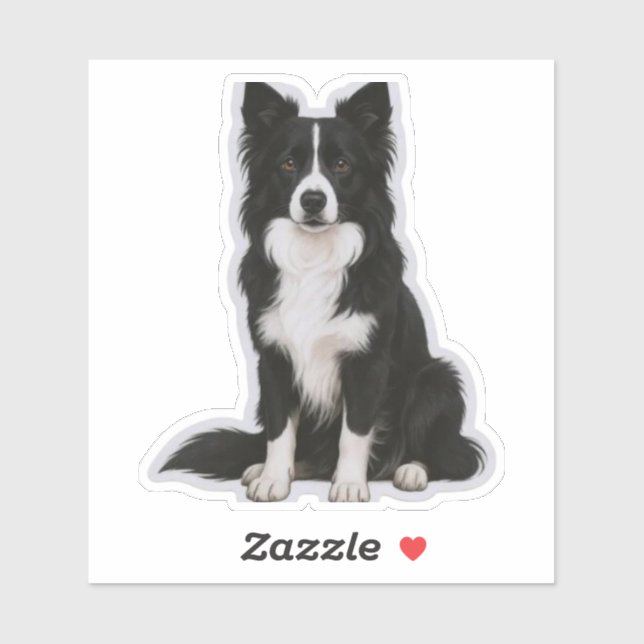 Sticker Sitting Border Collie (Feuille)