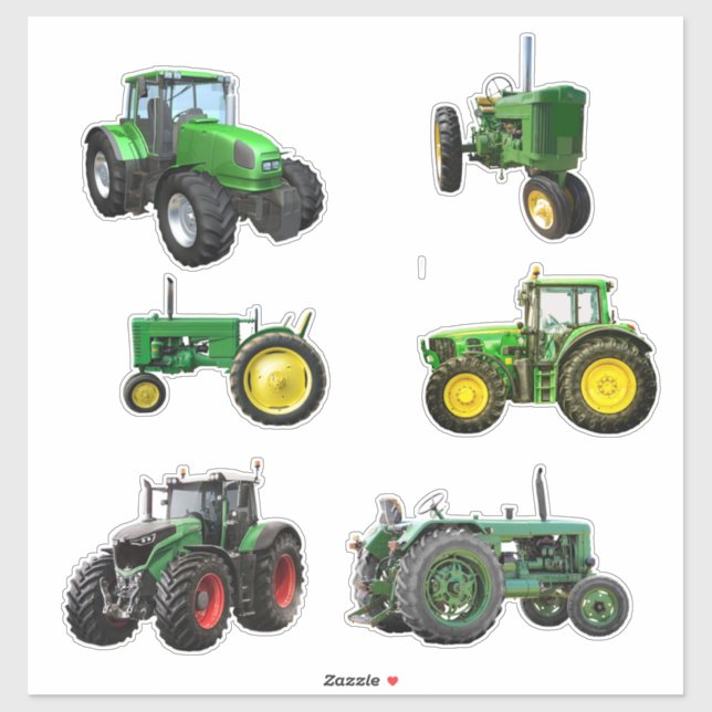 Sticker Six Tracteurs verts (Feuille)