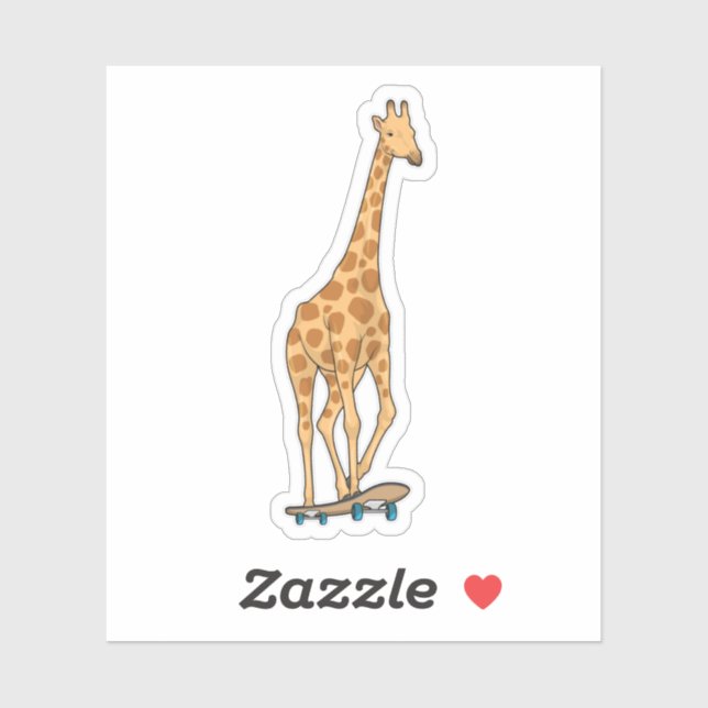 Sticker Skateboard girafe (Feuille)