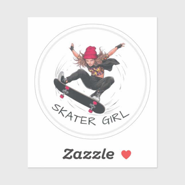 Sticker Skater Girl Skateboard (Feuille)
