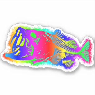 Sticker SKELETON BASS multi-couleurs psychédélique