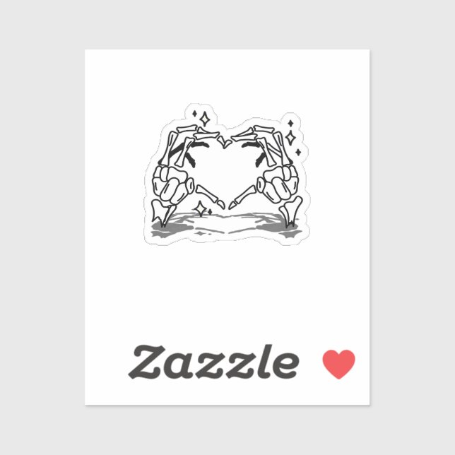 Sticker Skeleton Coeur main drôle Design (Feuille)