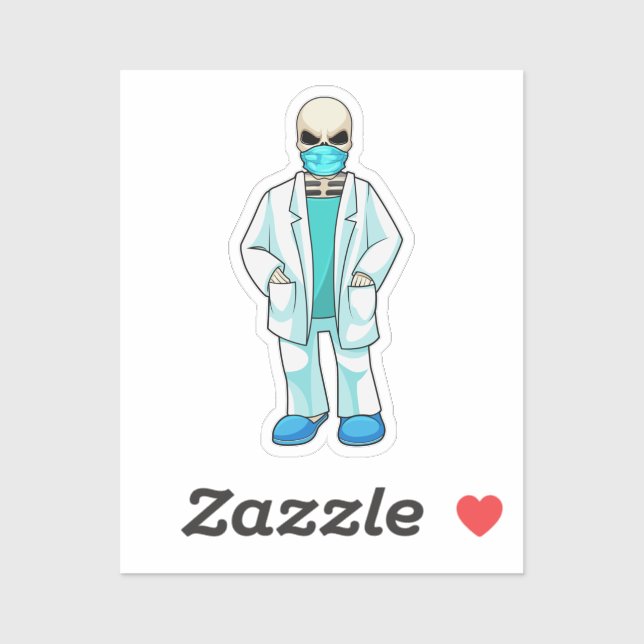 Sticker Skeleton comme docteur avec masque visage (Feuille)