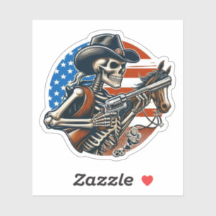 Sticker Skeleton Cowboy USA