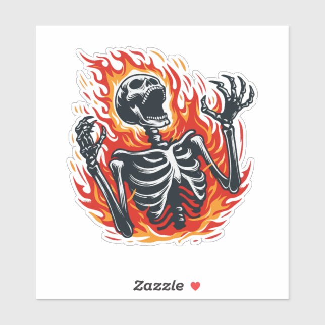 Sticker Skeleton en feu (Feuille)