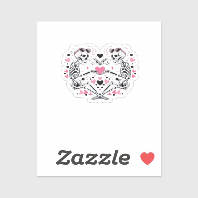 Sticker Skeleton Heart Mains Classique Viral (Feuille)