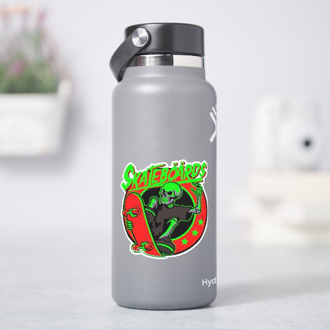 Sticker Skeleton Red Green 4" Kiss Cut Vinyl (HydroFlask)