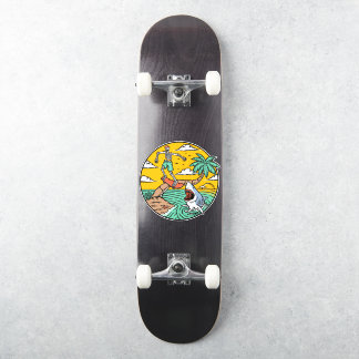 Sticker Skeleton Skateboard Dude Stranded Island Shark