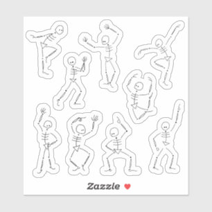 Sticker Skeletons d'Halloween en danse mignonne