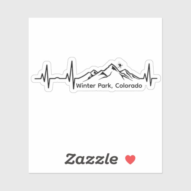 Sticker Ski au rythme cardiaque de Winter Park (Feuille)