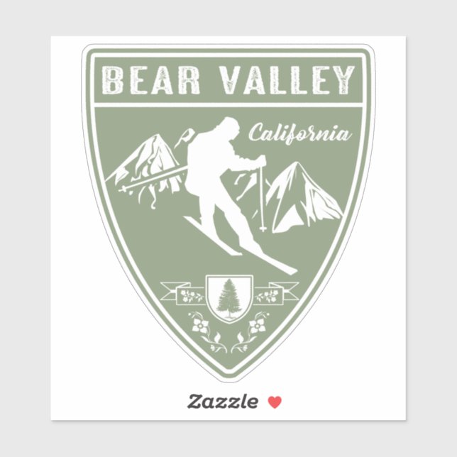Sticker Ski Bear Valley Californie (Feuille)
