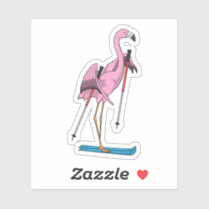Sticker Ski de Flamant rose