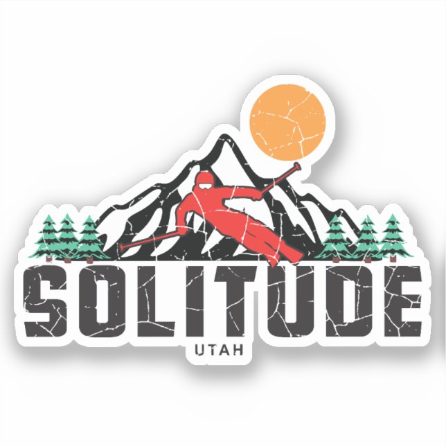 Sticker Ski de montagne Rétro Solitude (Recto)