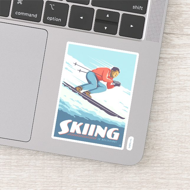 Sticker Ski est croire Retro Print (Détail)