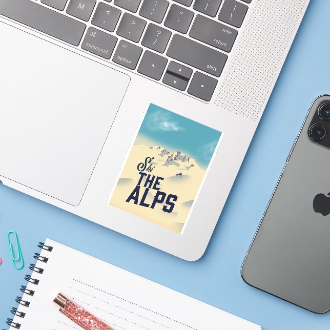 Sticker Ski Les Alpes (Ordinateur portable avec iPhone)