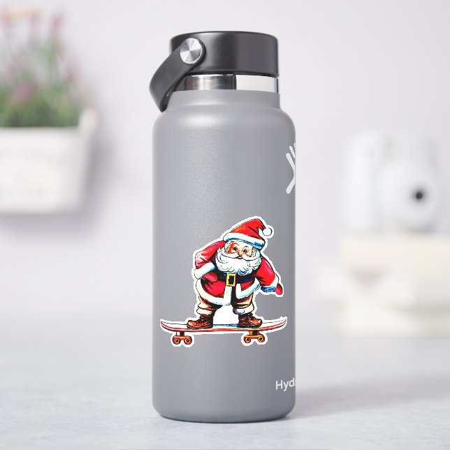 Sticker Ski Père Noël Noël 4" Kiss Cut Vinyl (HydroFlask)