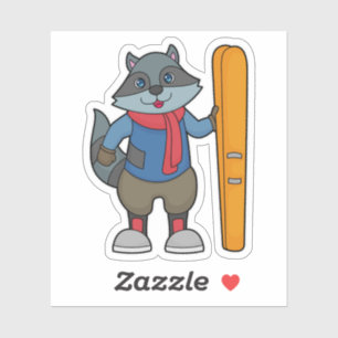 Sticker Ski Racoon