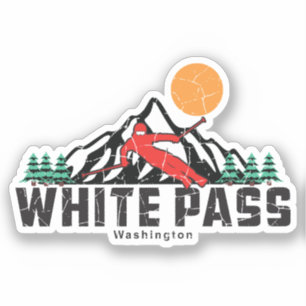 Sticker Ski Retro White Pass