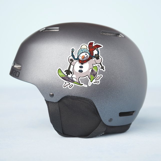 Sticker Ski Snowman En Laine Casquette De Noël Cartoon (Côté casque)
