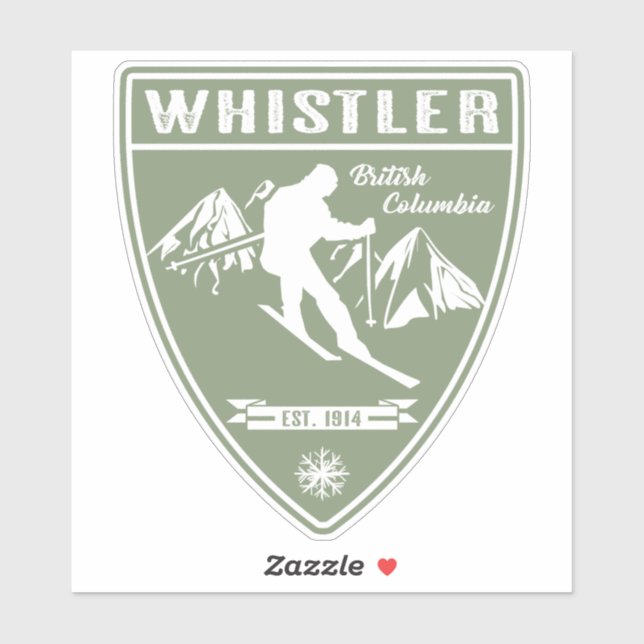 Sticker Ski Whistler Colombie-Britannique (Feuille)