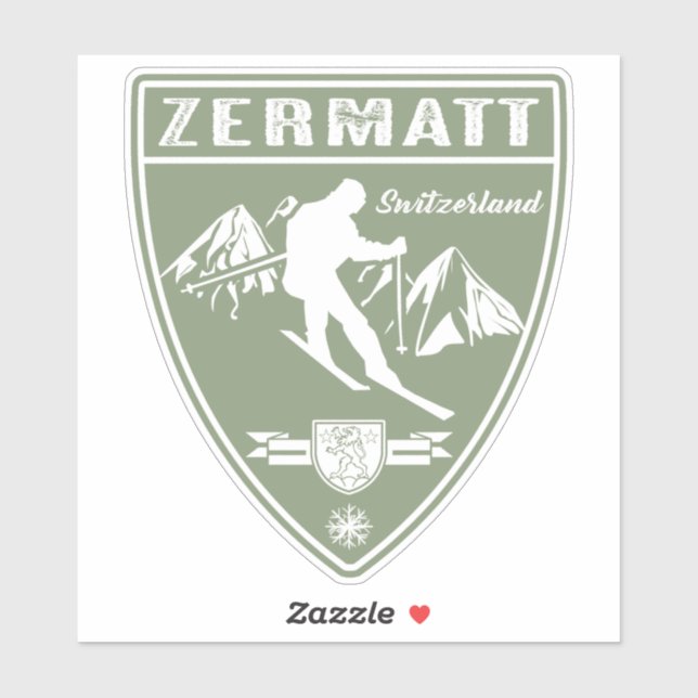 Sticker Ski Zermatt Suisse (Feuille)
