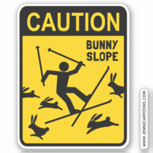 Sticker Skieur drôle d'humour de ski de pente de lapin de