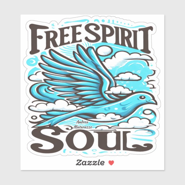 Sticker Sky Bird avec l'esprit et l'âme libres (Feuille)