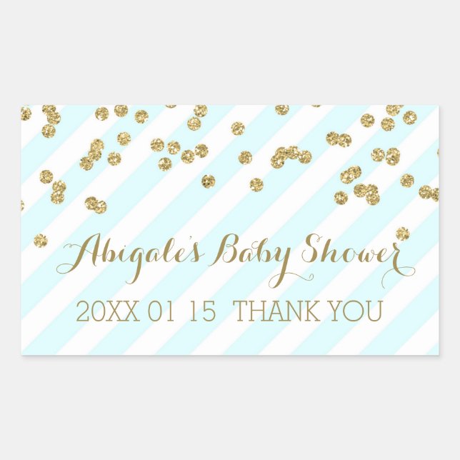 Sticker Sky Blue Gold Stripes Baby shower Favorise (Devant)