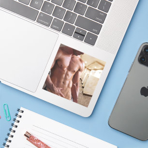 Sticker SlipperyJoe cheminée homme musclé six pack abs