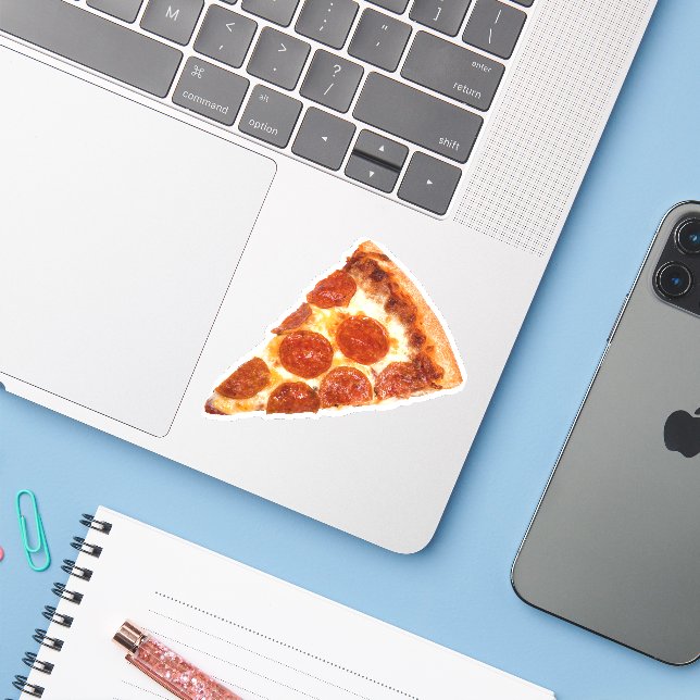 Sticker SlipperyJoe's classique pepperoni pizza tranche fo (Ordinateur portable avec iPhone)