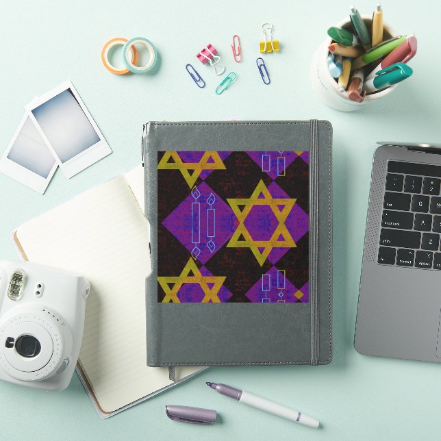 Sticker SlipperyJoe's Happy Hanoukka Star de David menorah (Couverture iPad)
