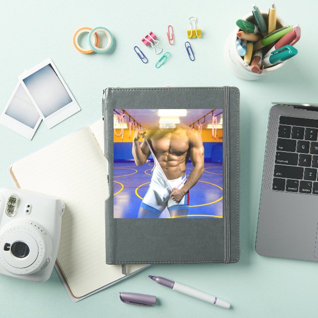Sticker SlipperyJoe's musculaire bulge six pack gym trai (Couverture iPad)