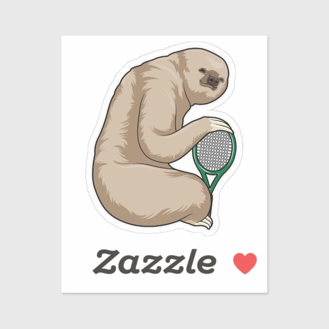 Sticker Sloth at Tennis with Tennis racket (Feuille)
