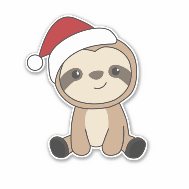 Sticker Sloth Christmas Snow Winter Animals Sloths Classic (Devant)