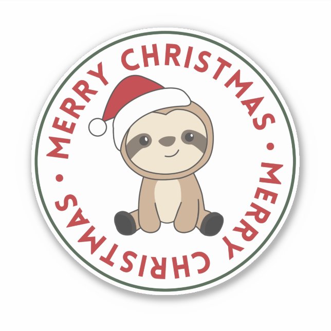 Sticker Sloth Christmas Snow Winter Animaux (Devant)