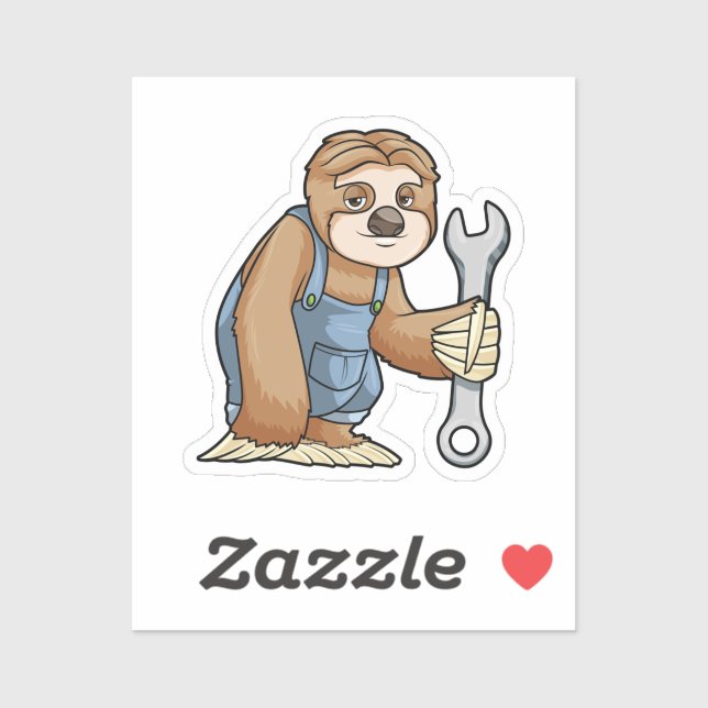 Sticker Sloth comme artisan avec clé (Feuille)